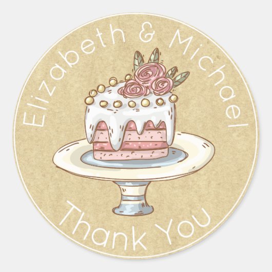 Trouwtaart Dank Je Favoriet Kraft Uitzicht Ronde Sticker (Voorkant)