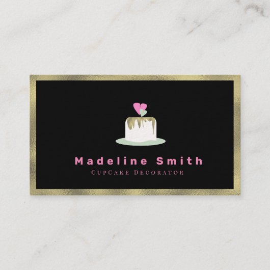 Trouwtaart Decorator Cake Logo Faux Gold Visitekaartje (Voorkant)