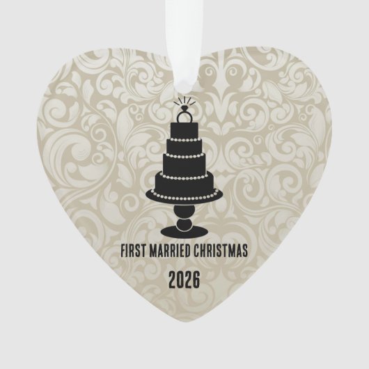 Trouwtaart eerste getrouwde kerst ornament (voorkant)
