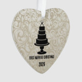 Trouwtaart eerste getrouwde kerst ornament (voorkant)
