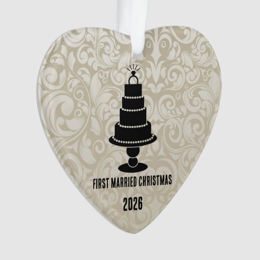 Trouwtaart eerste getrouwde kerst ornament (voorkant)