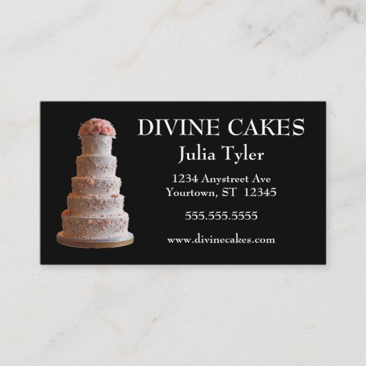 Trouwtaart en roze rozen bakker taart winkel visitekaartje (Voorkant)