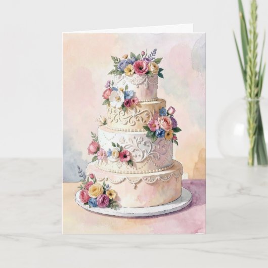 Trouwtaart Felicitaties Kaart (Voorkant)