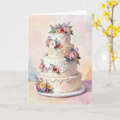Trouwtaart Felicitaties Kaart (Gele Bloem)