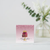 Trouwtaart Glittersluier Burgundy Bakkerij Vierkante Visitekaartje (Staand voorkant)