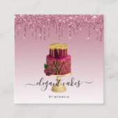 Trouwtaart Glittersluier Burgundy Bakkerij Vierkante Visitekaartje (Voorkant)