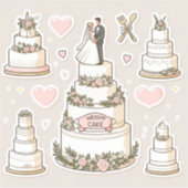 Trouwtaart illustraties in sticker vorm, op maat (Voorkant)