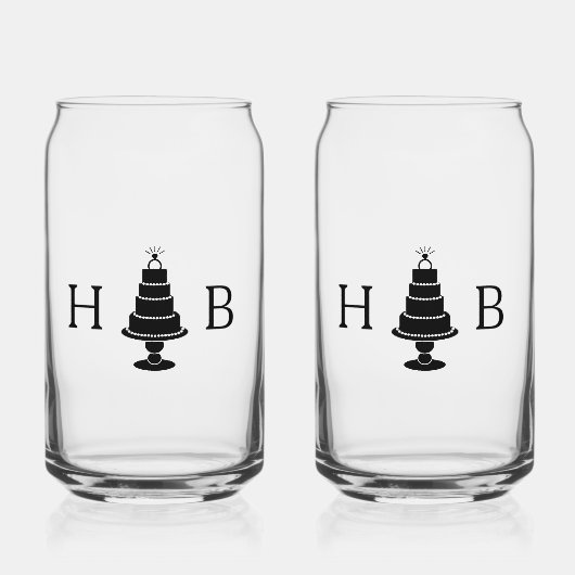 Trouwtaart Initialen Blikvorm Glas (Voorkant)