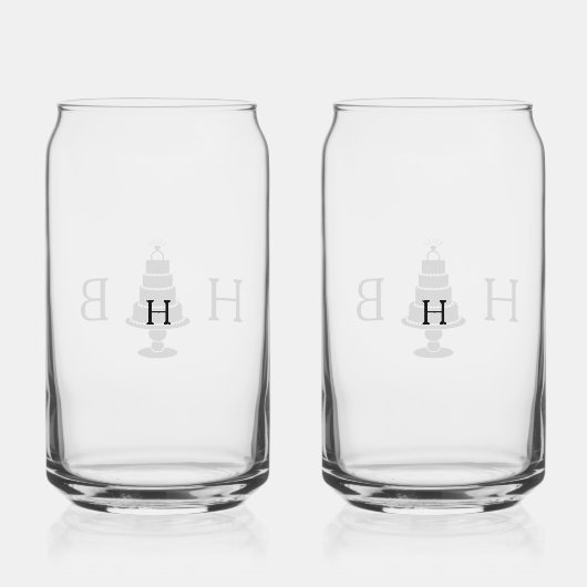 Trouwtaart Initialen Blikvorm Glas (Achterkant)