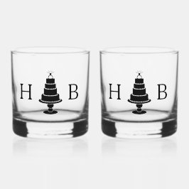 Trouwtaart Initialen Whisky Glas