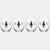 Trouwtaart Initialen Wijnglas Zonder Voet (Voorkant)
