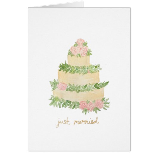 Trouwtaart is net getrouwd kaart (Voorkant)