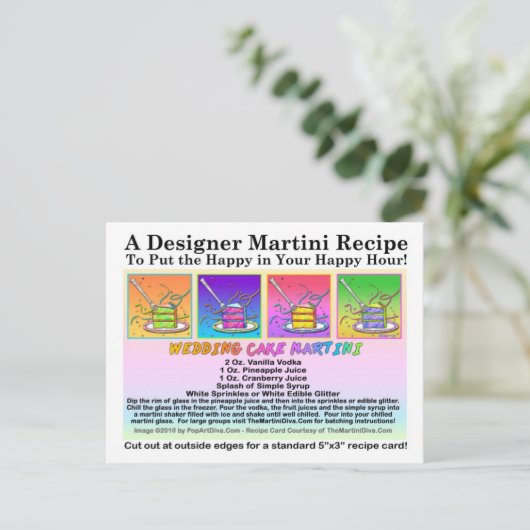 Trouwtaart Martini Recept Kaart Briefkaart (Staand voorkant)