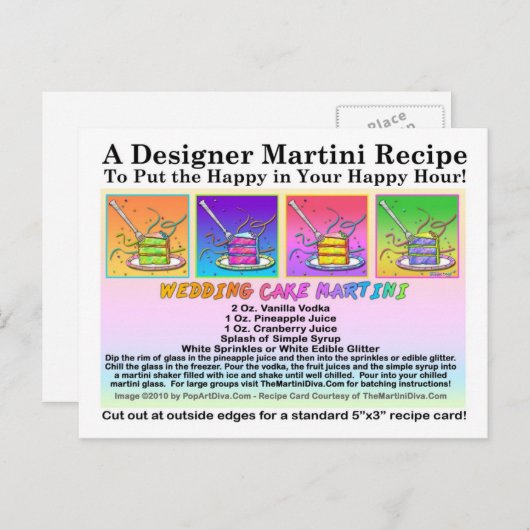 Trouwtaart Martini Recept Kaart Briefkaart (Voorkant / Achterkant)
