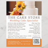 Trouwtaart met bloemen, Cakery/Cake winkel Reclame Flyer (Voorkant)