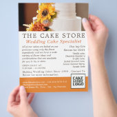 Trouwtaart met bloemen, Cakery/Cake winkel Reclame Flyer (Hand)