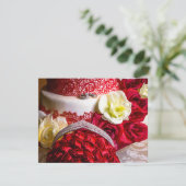 Trouwtaart met boeket en ringen kaart (Staand voorkant)