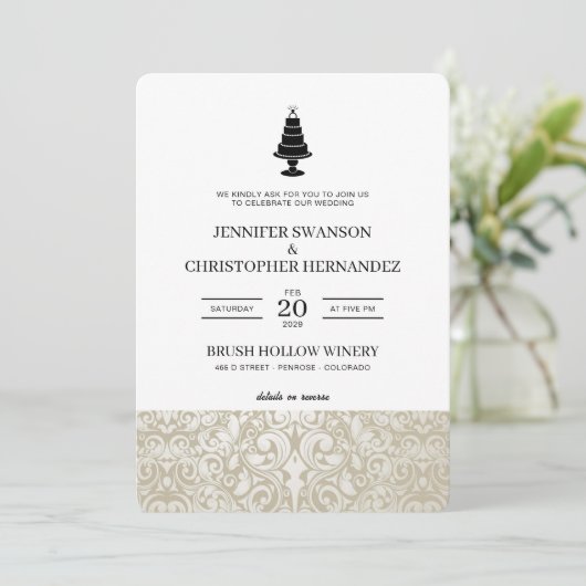 Trouwtaart met details en QR-code Kaart (Staand voorkant)