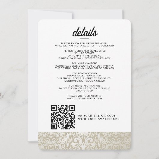 Trouwtaart met details en QR-code Kaart (Achterkant)