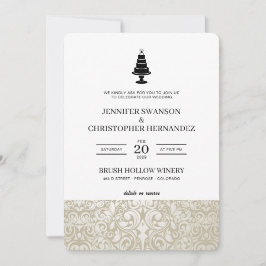 Trouwtaart met details en QR-code Kaart (Voorkant)