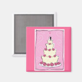 Trouwtaart met roze achtergrond magneet (Voorkant / Achterkant)