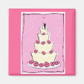 Trouwtaart met roze achtergrond magneet (Voorkant)