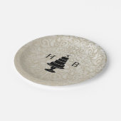 Trouwtaart monogram papieren bordje (Gekanteld)