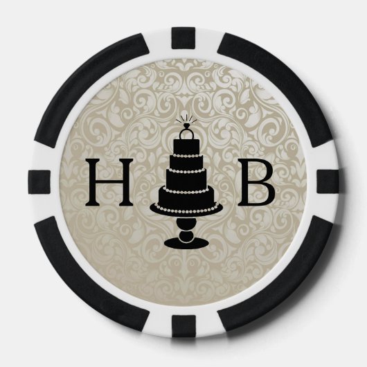 Trouwtaart monogram poker chips (Voorkant)