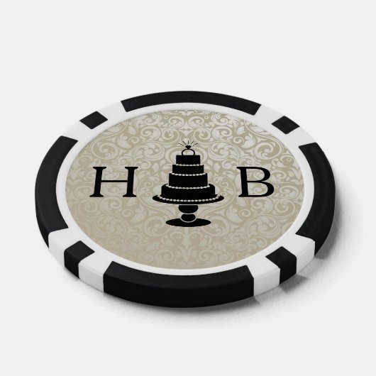 Trouwtaart monogram poker chips (Enkel)