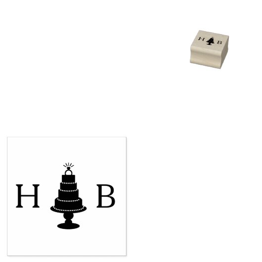 Trouwtaart monogram rubberstempel (Gestempeld)