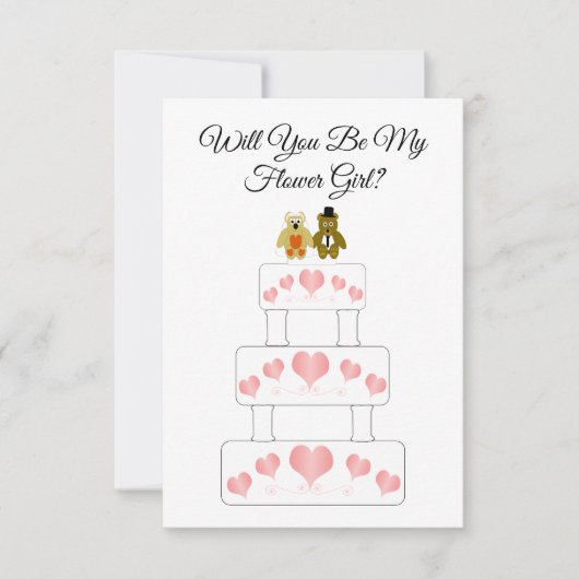 Trouwtaart ontwerp Bloemenmeisje bruiloft Kaart (Voorkant)