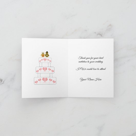 Trouwtaart ontwerp bruiloft acceptatie bedankkaart (Binnen)