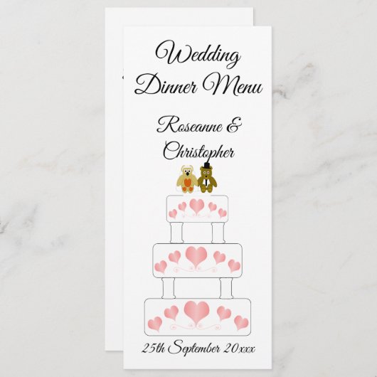 Trouwtaart ontwerp bruiloft menu (Voorkant / Achterkant)