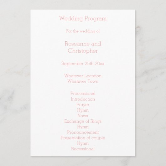 Trouwtaart ontwerp bruiloft programmakaart (Achterkant)