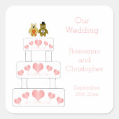 Trouwtaart ontwerp bruiloft vierkante sticker (Voorkant)