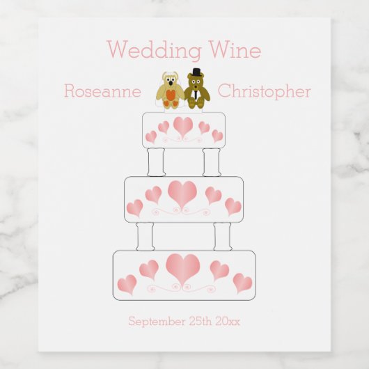 Trouwtaart ontwerp bruiloft wijn etiket (Enkel label)