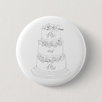 Trouwtaart ontwerp meneer & mevrouw ronde button 5,7 cm