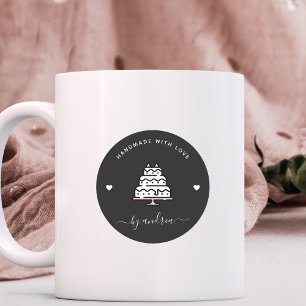 Trouwtaart op Maat Handgemaakt met Liefde Bakkerij Ronde Sticker