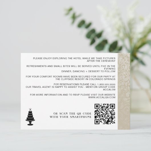 Trouwtaart QR-code Informatiekaartje (Staand voorkant)