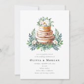 Trouwtaart Romantisch Script QR Code Trouwen Kaart (Voorkant)