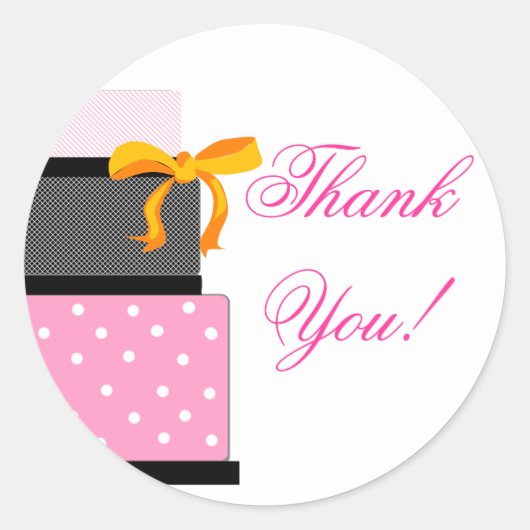 Trouwtaart Roze en Zwart Ronde Sticker (Voorkant)