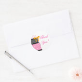 Trouwtaart Roze en Zwart Ronde Sticker (Envelop)