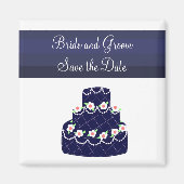 Trouwtaart 'Save the Date' in marineblauw Magneet (Voorkant)