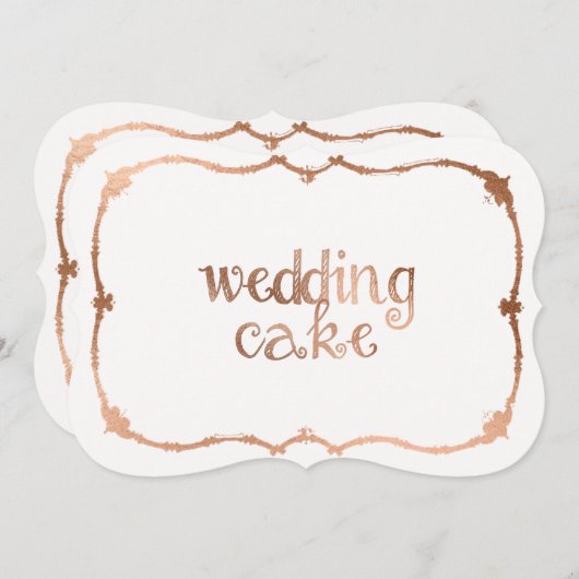 Trouwtaart Tafelkaart van Zoete Roze Goud Effect Kaart (Voorkant / Achterkant)