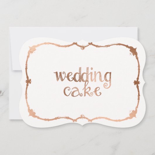 Trouwtaart Tafelkaart van Zoete Roze Goud Effect Kaart (Voorkant)