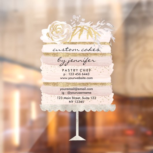 Trouwtaart uitsnede gouden glitter evenementenorga raamsticker (Vel 2)