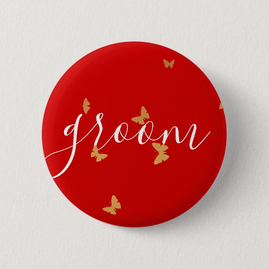 Trouwtaart Vlinders Ronde Button 5,7 Cm (Voorkant)