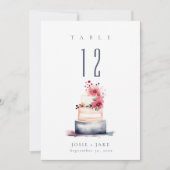 Trouwtaart waterverf Tafel Nummer Zitting Grafiek Kaart (Voorkant)