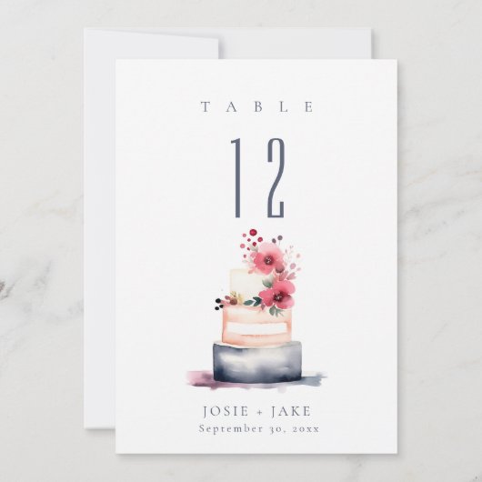 Trouwtaart waterverf Tafel Nummer Zitting Grafiek Kaart (Achterkant)