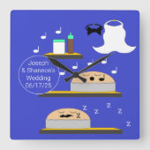 Trouwtaarten Wachten op Frosting Vierkante Klok (Voorkant)